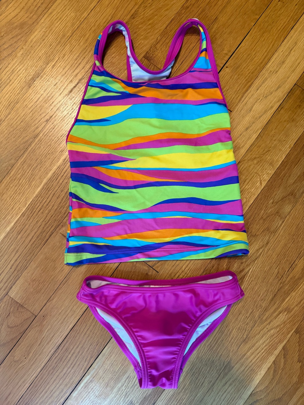 Speedo Girls Multicolor Tankini Set - Pink, Blue, Green, Yellow, Orange, Purple